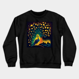 Peacock and fireworks Crewneck Sweatshirt